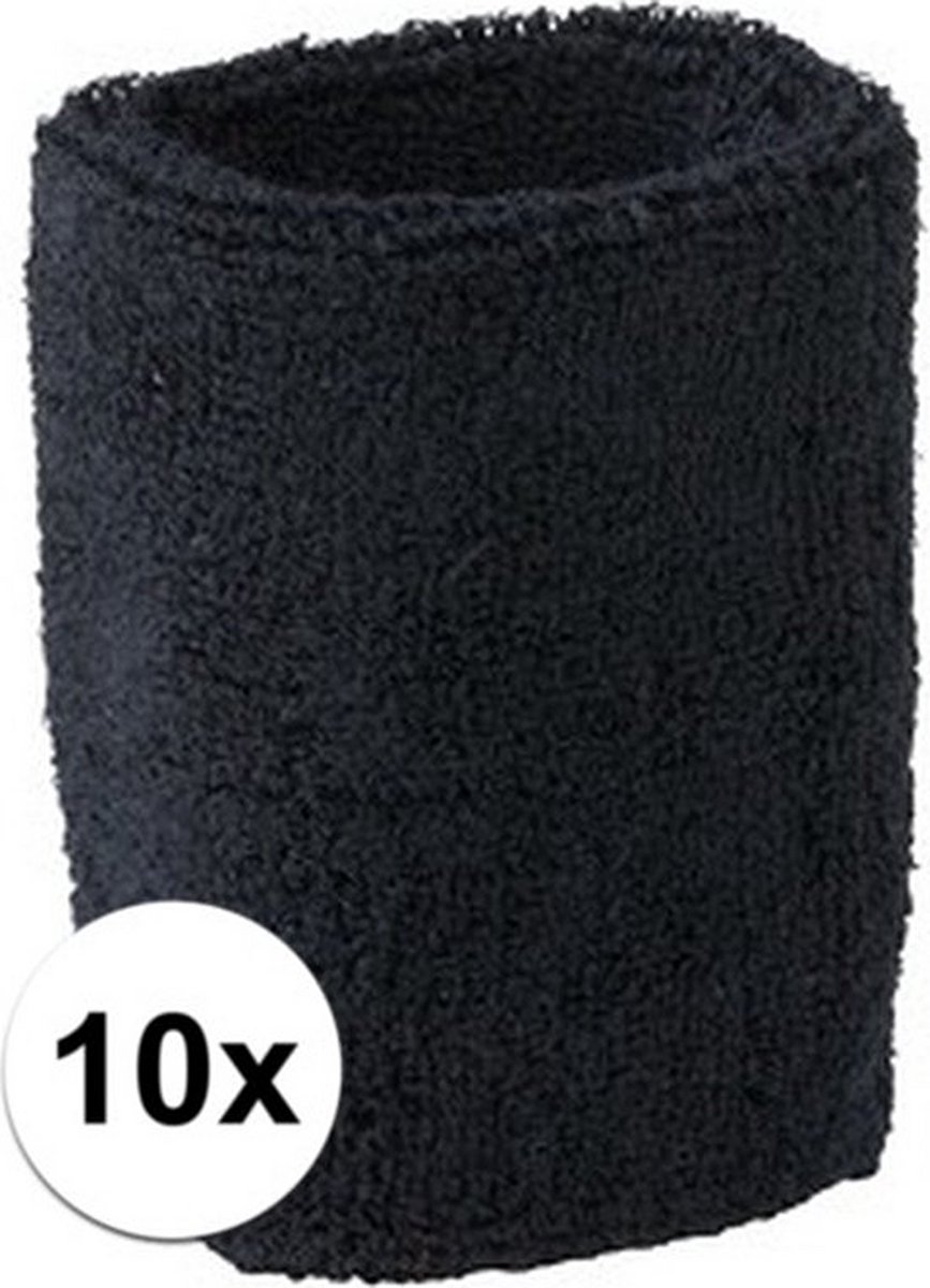 Knaak Pols Zweetbanden- Polsband - Sport - Fitness - Unisex - Zwart - 10 stuks