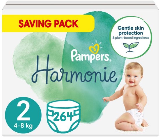 Pampers - Harmonie - Maat 2 - Mega Maandbox - 264 stuks - 4/8 KG