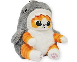 Kat in Haai Onesie Pyjama (Grijs) Kawaii Pluche Knuffel 25 cm - Speelgoed Knuffels voor Kinderen Jongens Meisjes - Kawaii Kussen - TikTok Plush Toy - Cat Kitten Shark Vis