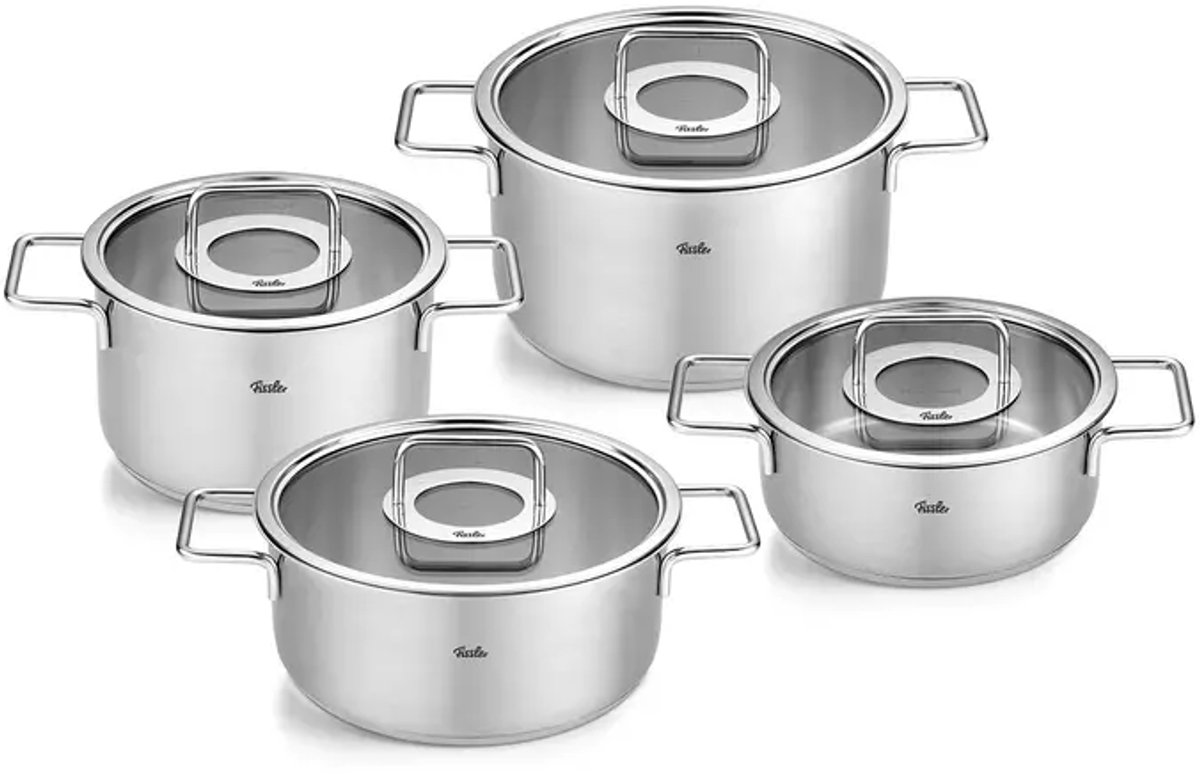 Fissler Pure Collection - RVS Pannenset met Glasdeksels - 4-delig