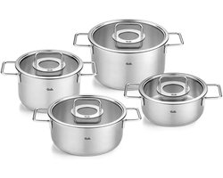 Fissler Pure Collection - RVS Pannenset met Glasdeksels - 4-delig