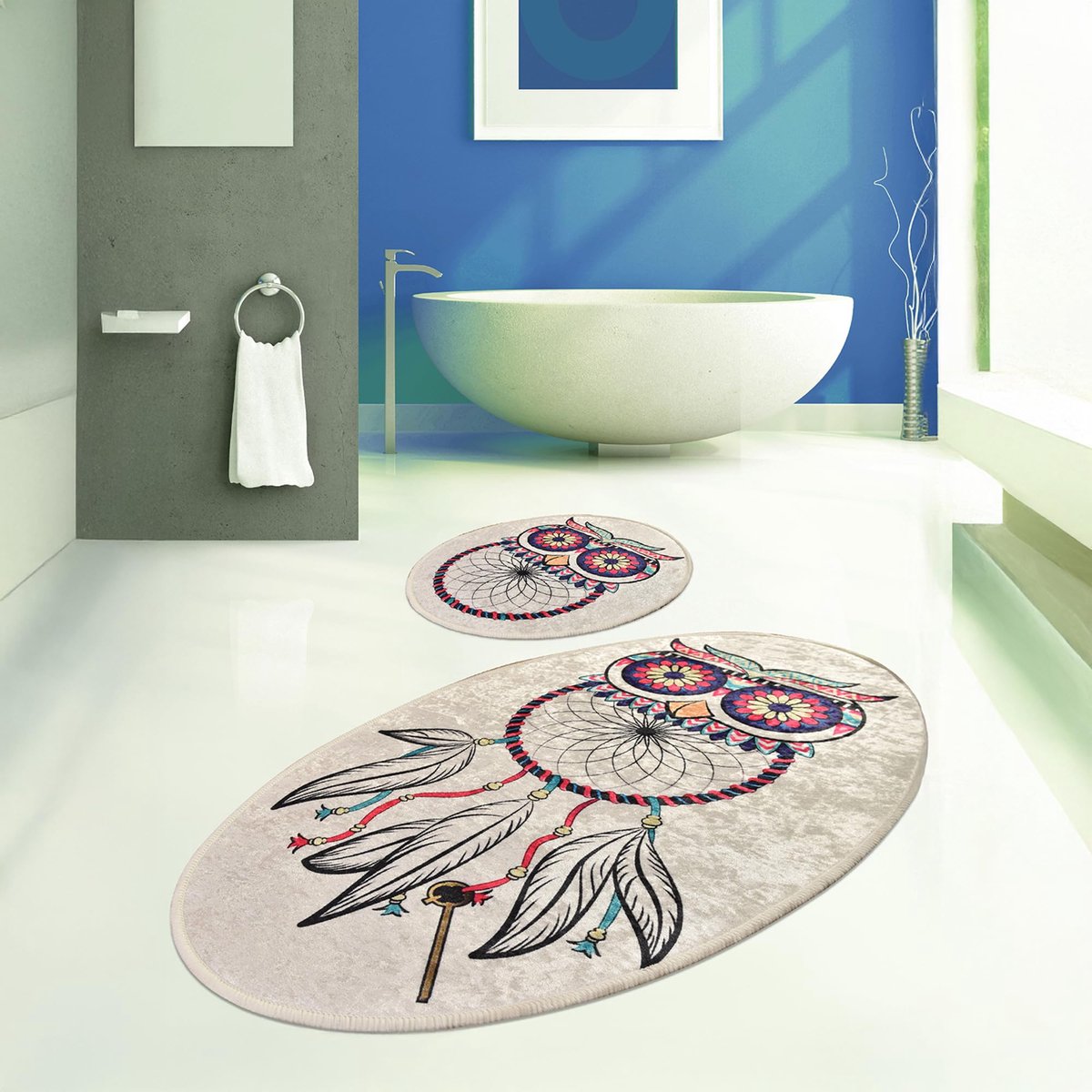 My Ninki ® Stijlvol & Functioneel Tweedelig Badmatten-Set met Waterabsorptie en Anti-Slip Eigenschappen