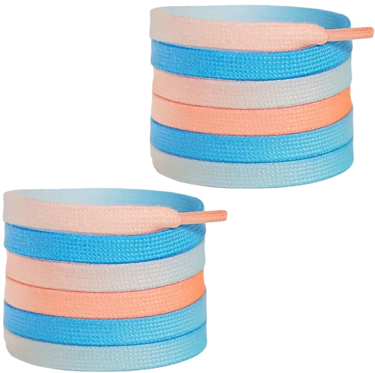 Fako Fashion - Schoenveters - Veters - Plat - 8mm - 120cm - 1 Paar - 2 Stuks - Oranje/Blauw