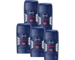 NIVEA MEN Dry Impact Anti-Transpirant Deodorant Stick - 72 uur Bescherming - Quick Dry Deo Mannen - Alcoholvrij - Deostick - 5 x 50 ml - Voordeelverpakking