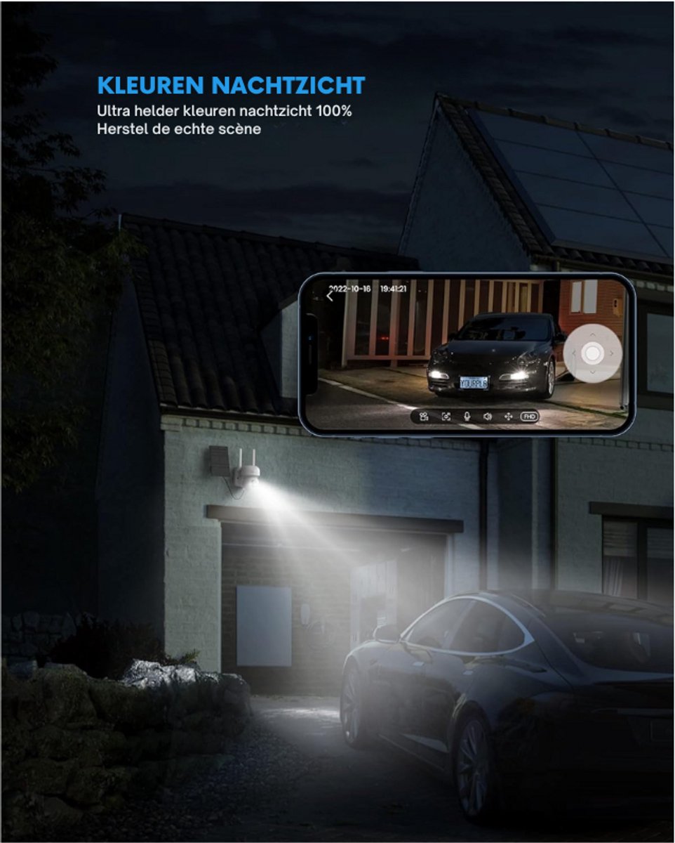 TOAIOHO Bewakingscamera voor buiten, 2 stuks, wifi-IP-camera's, outdoor kabel, buitencamera, wifi, PTZ, outdoor camera, dome, homekit, videobewaking, camera's, zwart, alarmmelding