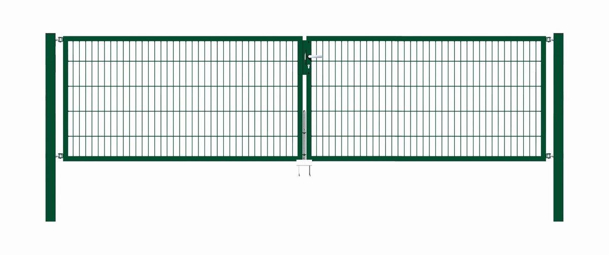 Alberts 649111 Dubbele poort Flexo met toebehoren, groen, breedte 400 cm, hoogte 100 cm