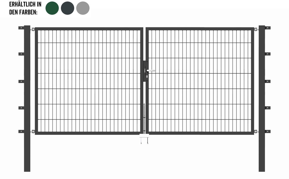 Alberts 648435 Dubbele poort Flexo met toebehoren, antraciet, breedte 200 cm, hoogte 120 cm