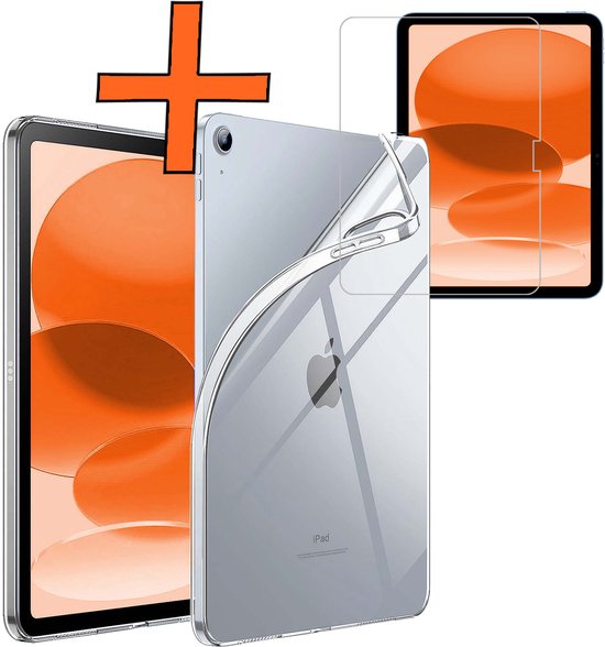 Hoesje Geschikt voor iPad 2025 (A16 ) Tablet Hoes Siliconen Case Met Screenprotector - Shockproof Back Cover Geschikt voor iPad 11 - Transparant