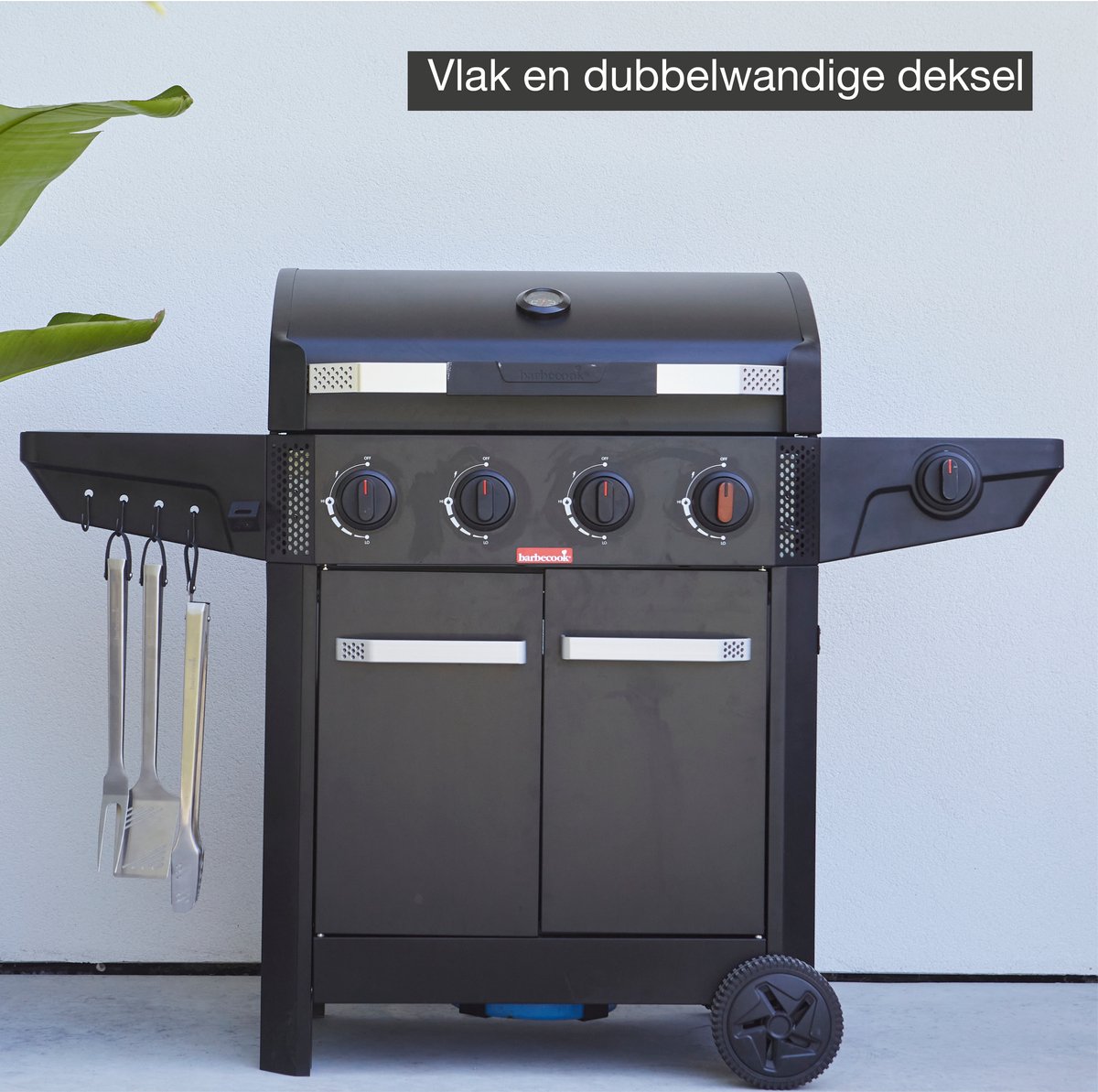 Barbecook Luca 412 - Gas Barbecue, Cabinet, Side Burner - Black