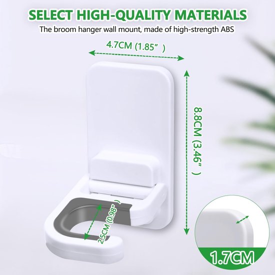 Bezem Ophangsysteem - 4 Stuks - Bezemhouder - Bezem Houder Systeem - Mop Houder - Zonder Boren - Zelfklevend Mop Houder - Gereedschapshouder - Wandmontage - Badkamer Accessoires - Keuken Opbergrek - Tuingereedschap - Voor Mop En Bezem - Wit van Livin' Always — afbeelding 2