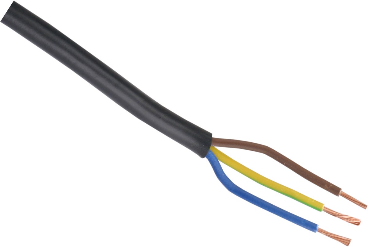 Huishoudkabel - hittebestendig tot 90 graden - 3 x 1.0 mm² - 100 m - zwart