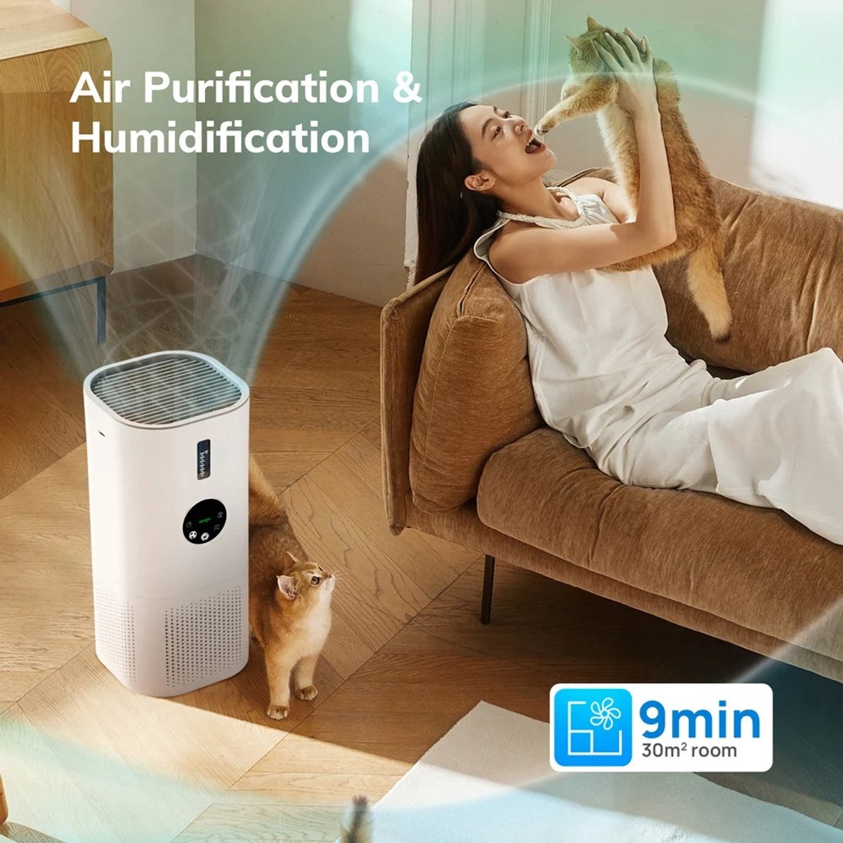 Luchtreiniger met Luchtbevochtiger-combinatie – Air purifier – Stille en Krachtige Luchtzuivering – voor huisallergieën, huisdierenhaar en rokers i – H13 True HEPA-filter, 2-in-1" — afbeelding 5