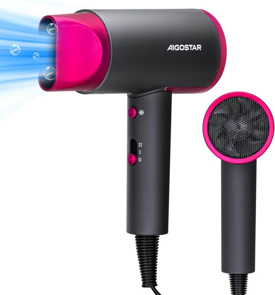 Haardroger 2200 W met Ionen Technologie - Snel Droog, Koude Luchtknop, Compact en Lichtgewicht
