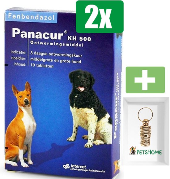 Panacur Ontworming - 2 verpakkingen - Middelgroot En Grote Hond - 10 Tabletten - Inclusief PetsHome Goudkleurige Adreskoker