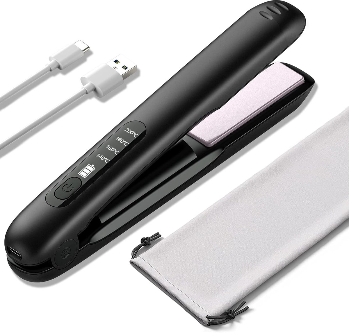 Snoerloze Stijltang en Krultang 2 in 1 - USB Oplaadbaar met 5000mAh batterij - Draagbare Mini Hairstyler met Snelle Opwarming en Temperatuurregeling