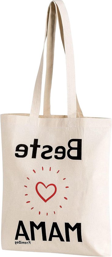 Tarklanda Jutetas Mama-cadeau, jute shoppertas met hart, jute boodschappentas, gepersonaliseerde jute tas als verjaardagscadeau, cadeau voor mama voor verjaardag, Moederdag, maat M