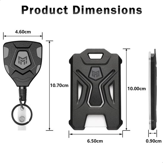 Porte-badge rétractable avec clip ceinture - cordon 80 cm - noir - 1 pièce