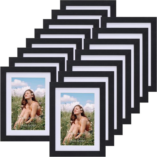 PETAFLOP Rustieke fotolijst 10 x 15 cm, set van 2, wand- en tafelfotolijst, bruin