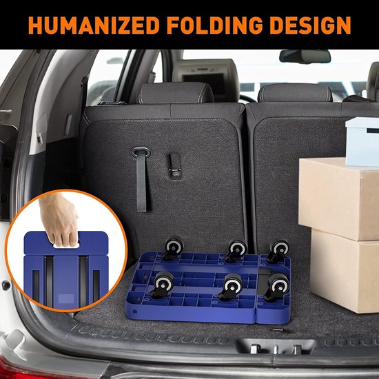 Opvouwbare steekwagen - handwagen met 6 wielen - blauw van Merkloos — afbeelding 5