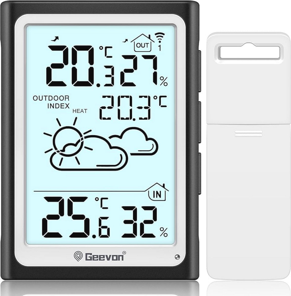 Draadloos weerstation met buitensensor voor binnen en buiten - thermometer, hygrometer en temperatuurmeter