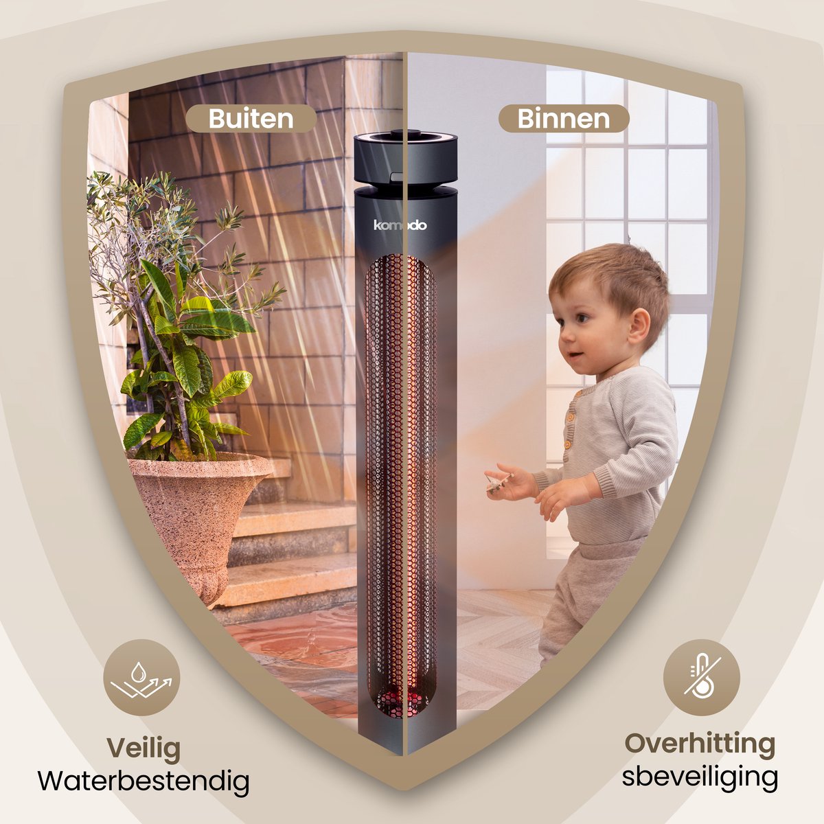 Komodo Terrasverwarmers - Fuji 2000W - Infrarood kachel en Elektrische Kachel 8 Verschillende Standen - LED-display - Infrarood Verwarming - Afstandsbediening - Oscillatie - Zwart – foto 3