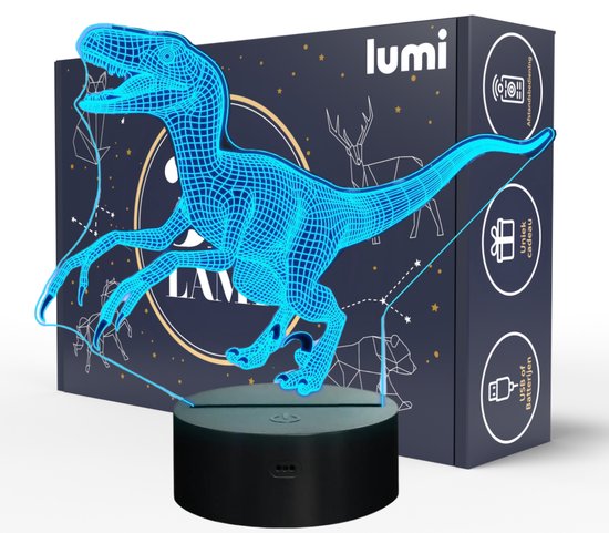 Lampe LED 3D - Dinosaure - Télécommande 7 Couleurs - Veilleuse Enfant - Décoration Chambre Lampe LED 3D - Dinosaure - Télécommande 7 Couleurs - Veilleuse Enfant - Décoration Chambre