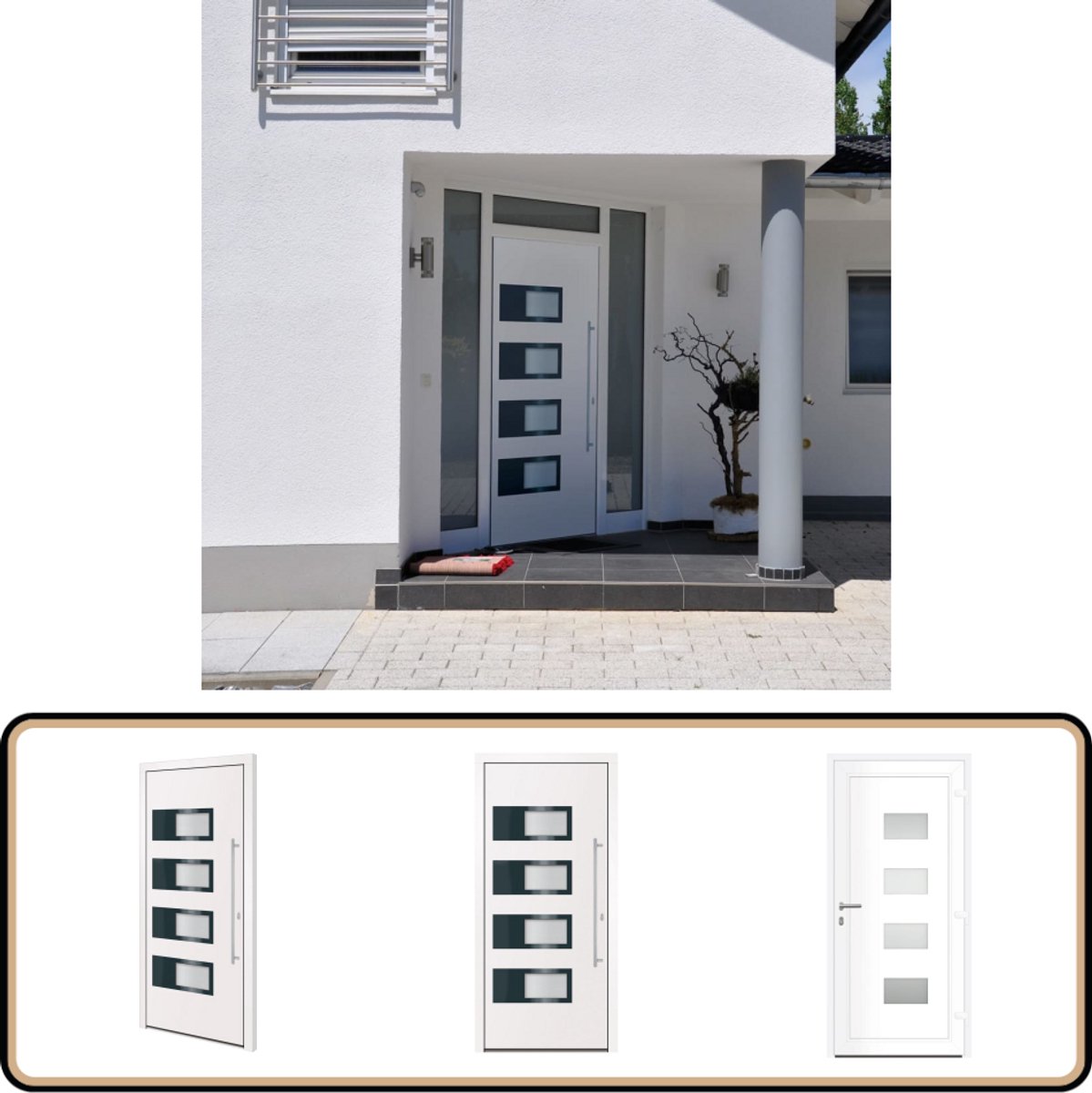 vidaXL - Voordeur - 100x210 - cm - aluminium - en - PVC - wit