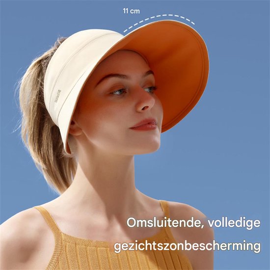 Baynetin Dameshoed met inklapbaar vizier, zomermuts, brede rand, UPF 50 , uv -bescherming, sneldrogend, sportstrandhoed, Z_Grijs, Eén maat