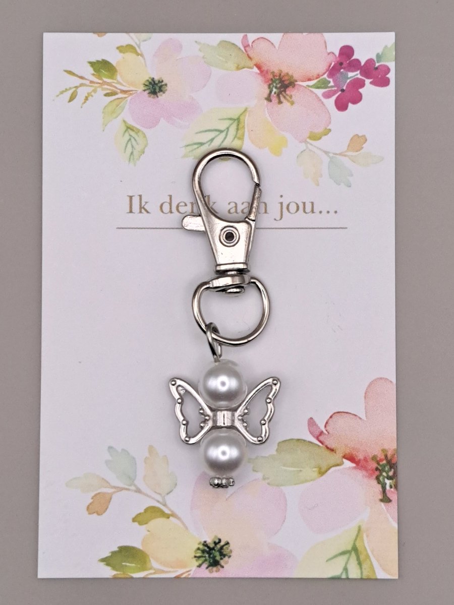 Engel Hangertje - Geluksengeltjes - Engeltje - Gelukspoppetje - Engeltje - Engel - Beschermengel - Sleutel/tashanger - Wenskaartje - Klein cadeautje - Troostraartje - Ik denk aan jou