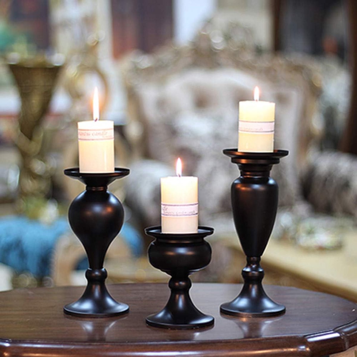 Unyqoos ® Stijlvolle Set van 3 Metalen Kandelaars voor Diverse Decoraties en Gelegenheden — cadeau in Wonen & Interieur - foto 3