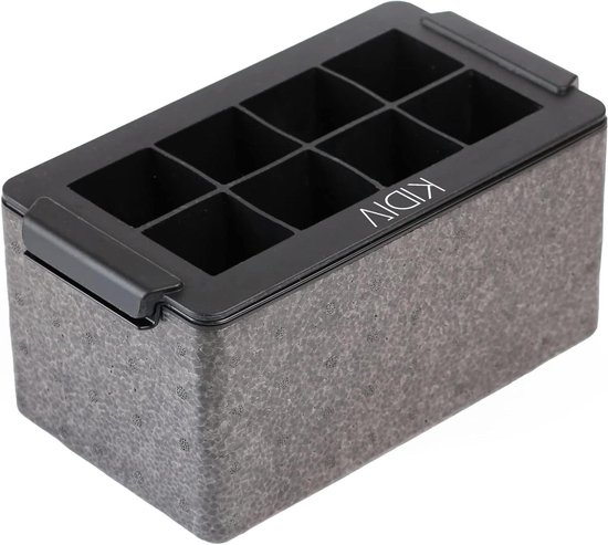 Kidia Ice Clear Cube Maker – Transparante IJsblokjes 8× 5x5x5 cm – Directioneel Vriezen, Voedselveilig Silicone, Isolatiebox (Collins 10x4x4