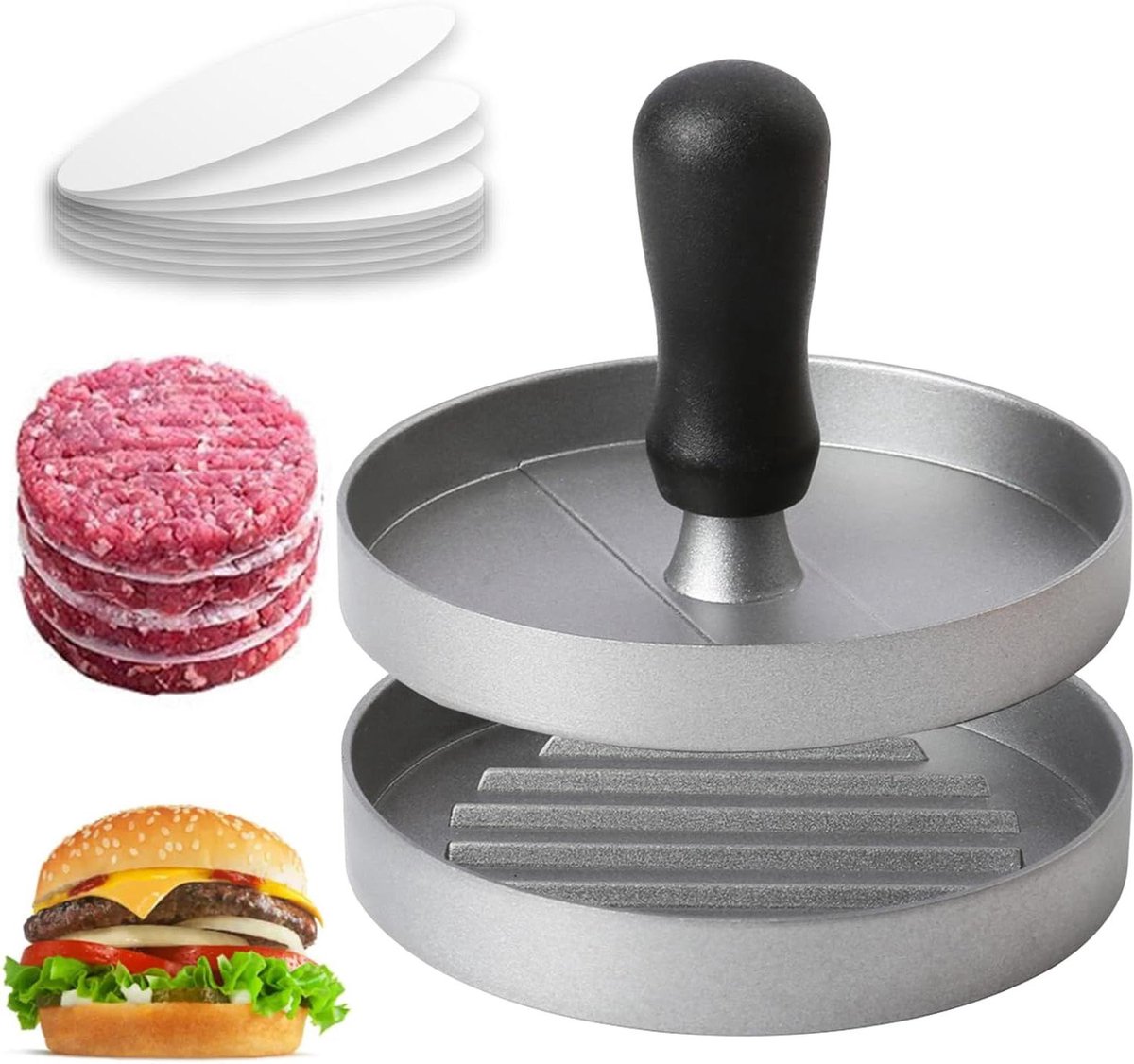 Burgerpers met Bakpapier - Hoogwaardige Vleessnijder - 100 Vellen
