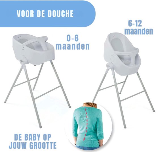 Zylo® Baby Badje met Standaard - Baby Badje - Inklapbaar Bad - met Badzitje - van 0-12 maanden - 55x70x107cm - Grijs van Zylo — afbeelding 5