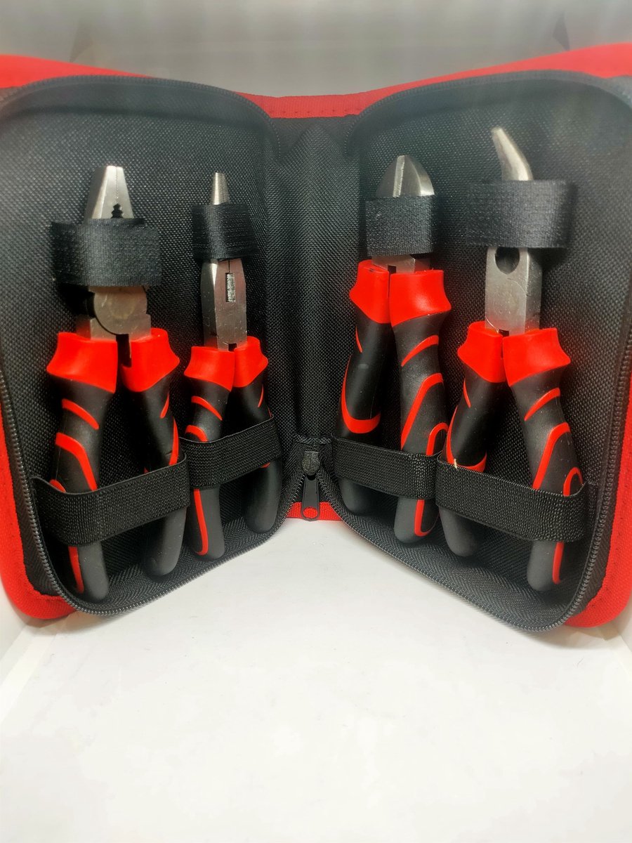 4 delig tangen set-Combinatietang-Spitsbektang recht-Zijkniptang-Spitsbektang gebogen