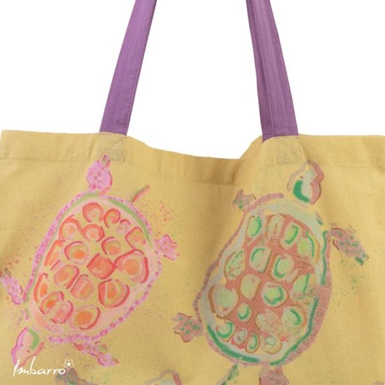 Imbarro - Easybag - Shopper - Tas - Vouwtasje - Katoen - Turtles - Schildpad - 45x50cm