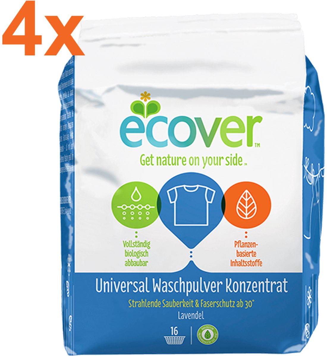 Goedkoopste Ecover - Universal - Waspoeder - 4x 1,2 kg - 64 Wasbeurten - Voordeelverpakking