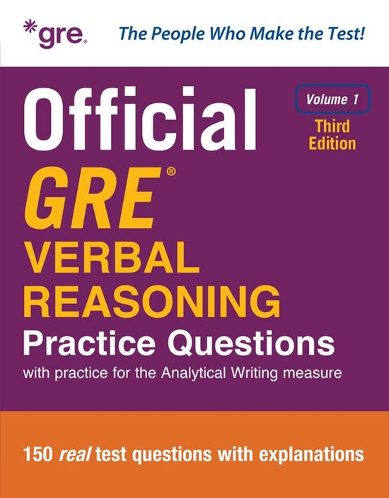 Official GRE Verbal Reasoning Practice Questions, Third Edit ... - cover