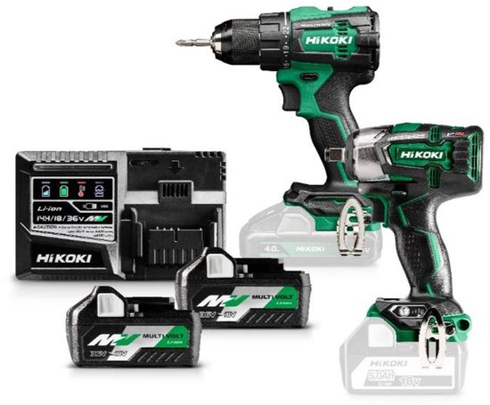 HiKoki KC18DEWDZ Comboset 36V Boormachine en Slagmoersleutel met 2x2,5ah Accu Li-Ion in HSC III Koffer