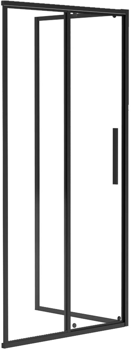 Vente-unique Douchewand met schuifdeur, mat zwart, industriële stijl - 140 x 80 x 195 cm - TORONI