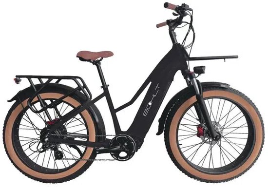 Elektrische fatbike BOHLT Q26 zwart 250W 25 km/u 80 km actieradius schijfremmen LED verlichting