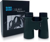 Groene Wildventure verrekijker naast de open verpakking met de tekst 'BINOCULARS VALUE.QUALITY'.