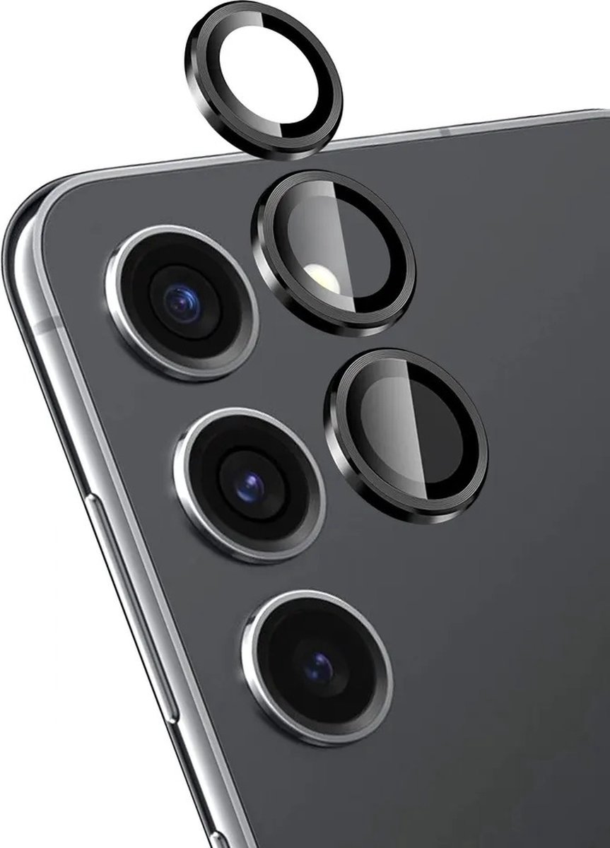 Screenz® - Camera lens protector geschikt voor Samsung Galaxy A54 - Screenprotector - Beschermglas - Glasplaatje geschikt voor A54 - Zwart- Set van 3