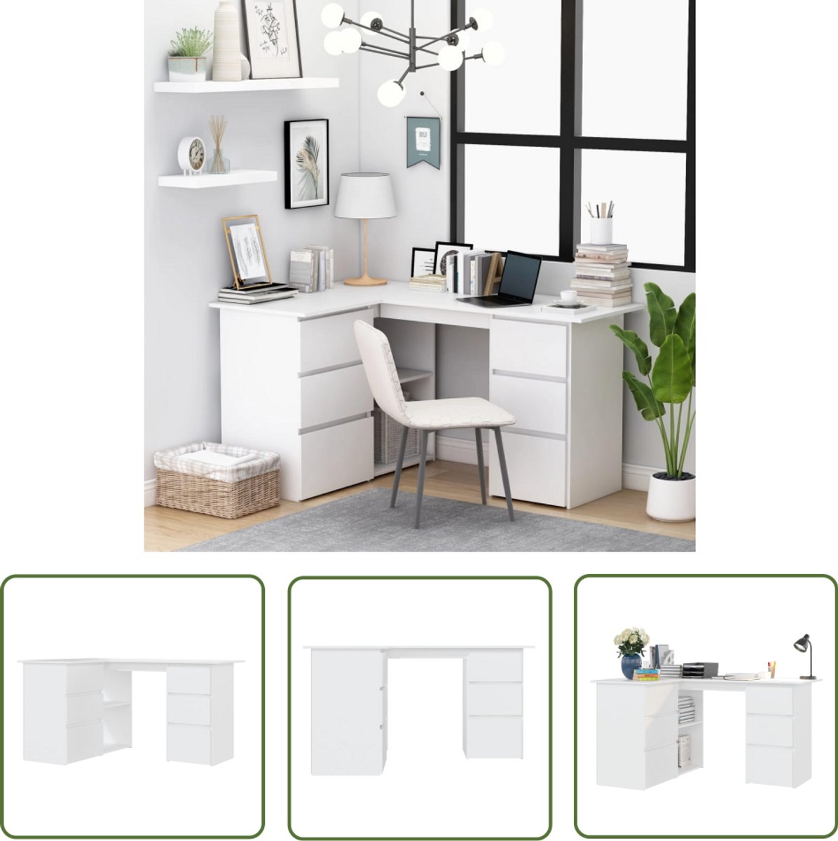 vidaXL vidaXL Hoekbureau 145x100 cm - afbeelding 2