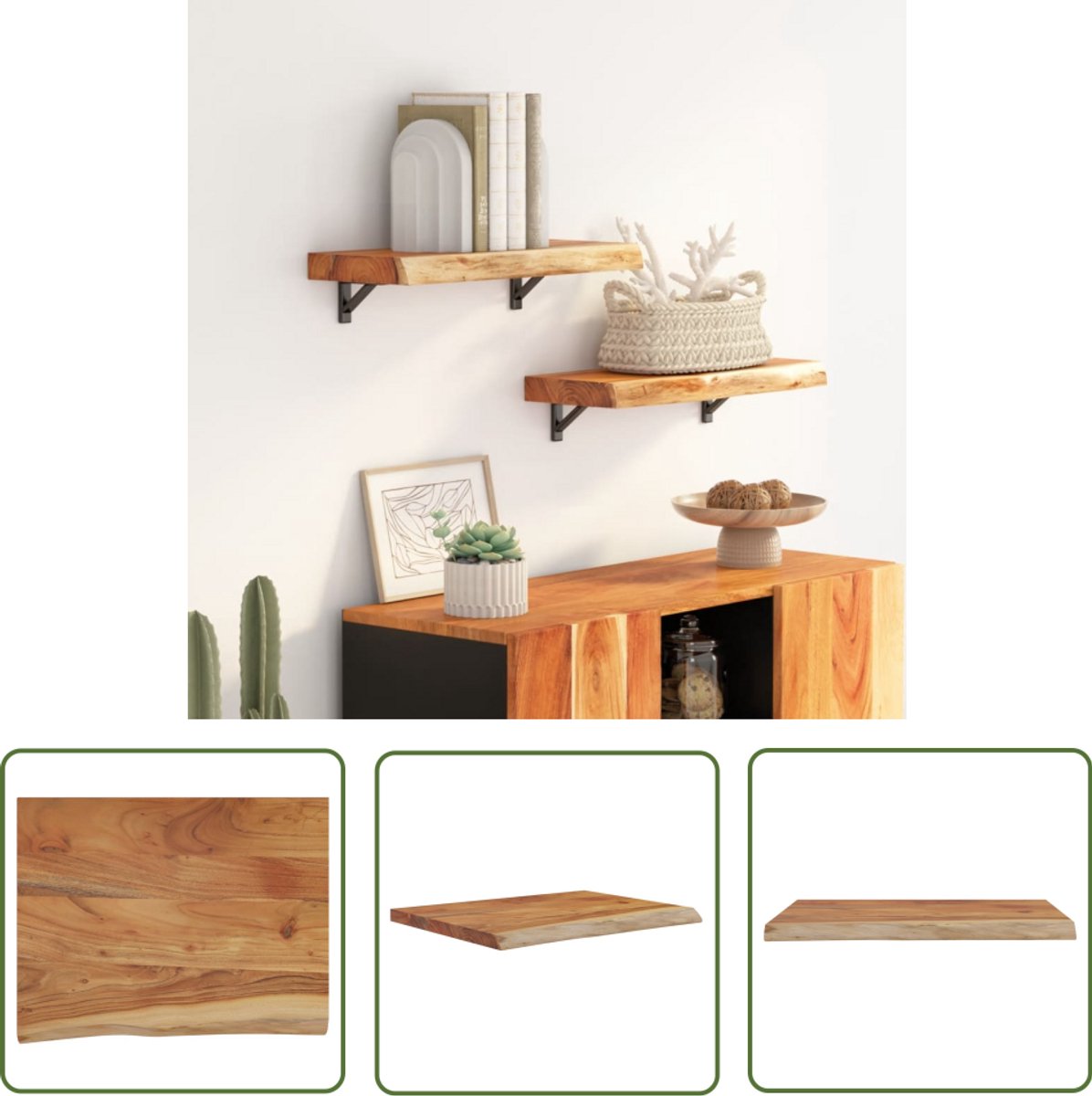 vidaXL Wastafelblad 60x30x2 behandeld massief hout lichtbruin