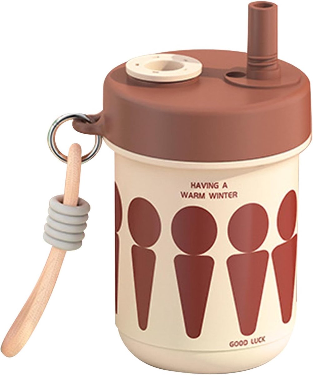 EITIKA - Tumbler - Outdoor Beker To Go - Bruin - 550ml - Thermosbeker - BPA vrij - Frisdrankbeker - Theebeker - Reisbeker - Travel mug - Tumbler - Geschikt voor koud en warm drinken - Twee soorten drink mogelijkheden