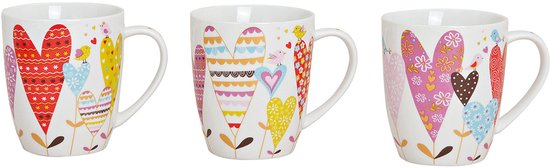 3 x Mok met Hartjes | Liefdevolle Koffiemok | Valentijn cadeau | Thee mok | Hartjes Design | Keramisch | Ideaal als Geschenk