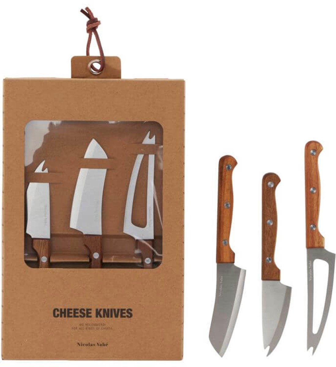 Nicolas Vahe Cheese Knives - KookgereiVaderdag - Acaciahout- roestvrij staal - 18 centimeter x 3 centimeter20 centimeter x 3 centimeter20,5 centimeter x 3 centimeter