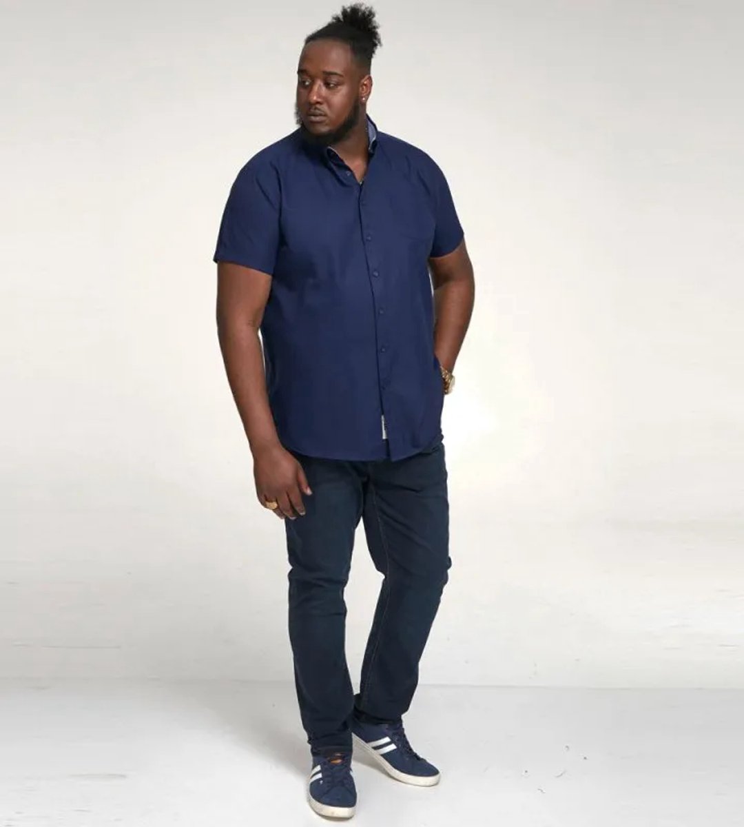 DUKE 555 JAMES OVERHEMD KORTE MOUW BLAUW BIG SIZE MAAT 2XL