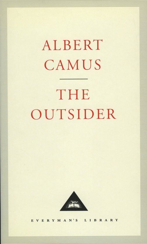 Boek 'The Outsider' van Albert Camus, met rode tekst op een crème-kleurige kaft.