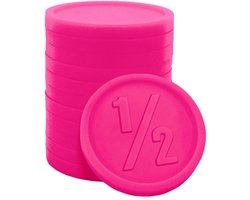 CombiCraft Plastic Consumptiemunten met opdruk 1/2 neon roze - Ø25mm - 250 stuks